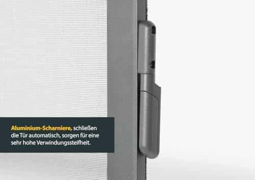 Schellenberg 70094 Fliegengitter Balkontür, Insektenschutz Tür Premium, Aluminium Rahmen, Fiberglas-Gewebe, 100 x 215 cm, anthrazit