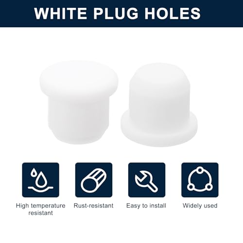 Image of uxcell 16 Pieces White Rubber Stopper, 10.5mm Plug Holes for 10-10.3mm /0.39-0.41 inch Hole