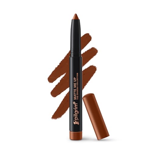 Image of Pilgrim Long Lasting Crayon Lipstick | Intense Matte Finish | Waterproof & Lightweight | Highly Pigmented & Enriched With Ceramides & Mango Seed Oil | Smooth Glide Application | (1.4g) (Caramel Addict-04)