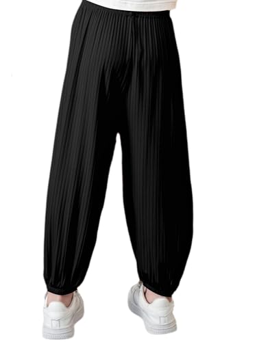 YEAHDOR Kids Girls Loose Fit Elastic Waist Jogger Sweatpants Casual Ribbed Harem Sports Dance Trousers2