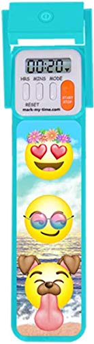 Mark-My-Time Digital Bookmark and LED Book Light - Timer and Book Mark for Kids with LED Book Light, Cool Bookmarks and Reading Incentives, Christmas Gift & Stocking Stuffer - 3D Emoji Filter