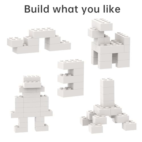 Image of Classic Bulk Brick Block 2x4, 200 Piece Building Brick White, Compatible with Lego Parts and Pieces 3001, Creative Play Set - Compatible with Major Brands(Colour:White)