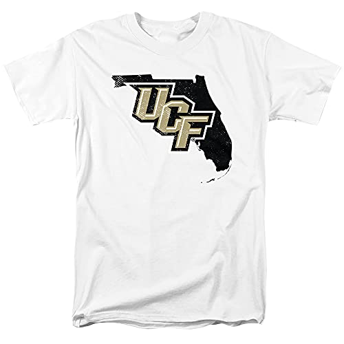 University of Central Florida UCF UCF Knights Official State Shape Unisex Adult T Shirt,White, Large