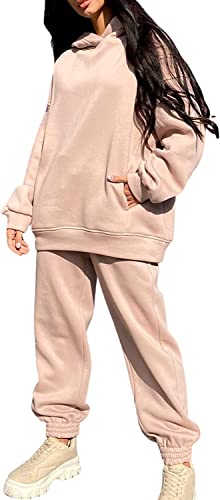 Survêtement à capuche chaud contre le froid, ensemble polaire oversize pour femme