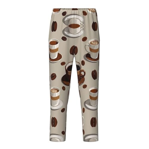 Pajama Pants Pajama Bottoms with Elastic Waistband Sleepwear Lounge PantsRetro Coffee Mug Coffee Bean