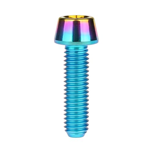 Image of Titanium Ti Bolt M5x9 16 18 20 25 30 35 40 45 50 55 60mm Tapered Head Screws Pack of 4 (M5x18mm, Iridescent Blue)