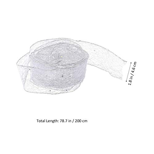 3pcs Christmas Mesh Ribbon Glitter Ribbon DIY Craft for Christmas Bows Wrapping Decoration (Silver) - Image 4