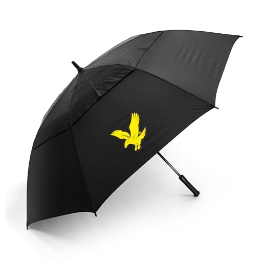 Lyle and Scott 62-Inch Golf Umbrella - Dual Canopy Design, Windproof Umbrella with Lightweight Fibreglass Shaft, Double Canopy Golf Umbrella, Protective Cover - Essential Golf Accessories