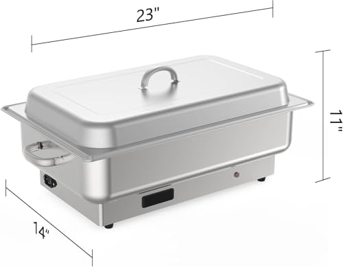 Image of Electric Chafing Dish Buffet Set, 2 x 4.5 QT Half-Size Stainless Steel Food Warmer with Temperature Control Display, Rectangular Commercial Chafer for Parties, Catering, Festivals