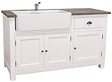 cucina country chic Altezza: 90 cm Casa Padrino mobile lavabo stile country bianco/nero 155 x 65 x H. 90 cm - Mobile Lavello/Mobile da Cucina con 3 Ante e Cassetto
