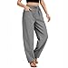 Womens 2026 Fashion High Waist Trousers Lightweight Baggy Straight Pant Casual Comfy Wide Leg Pants with Pocketes Gray