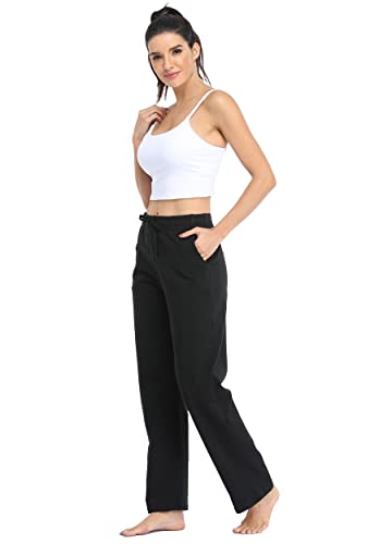 Willit Women'S Cotton Sweatpants Open Bottom Yoga Sports Pants Straight Leg Lounge Athletic Pants thumb #5