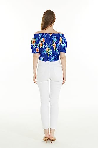 Image of Matchable Family Hawaiian Luau Men Women Girl Boy Clothes in Hibiscus Blue