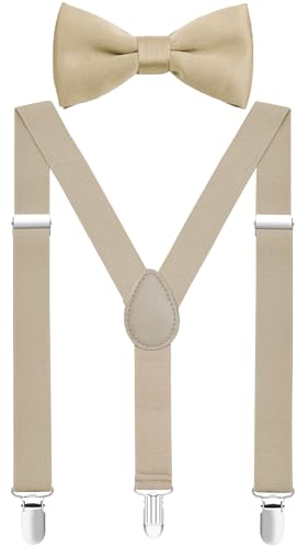 Image of Boys' Men's Suspenders and Bow Tie Set Elastic Adjustable