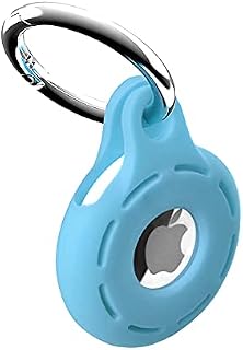 Case For AirTags Ultra Light Silicone Sleeve for AirTags Durable Anti-scratch Protective Skin Cover with Anti-losing Keychain Ring Accessory Compatible with AirTags 2021 (lightblue)