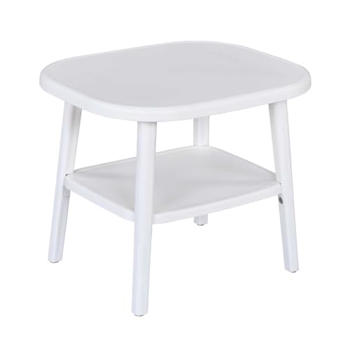 Image of Nilkamal Arena Plastic Side Table with Storage Shelf | End Table | Corner Table | for Home, Living Room, Office, Balconies, Patios | Milky White