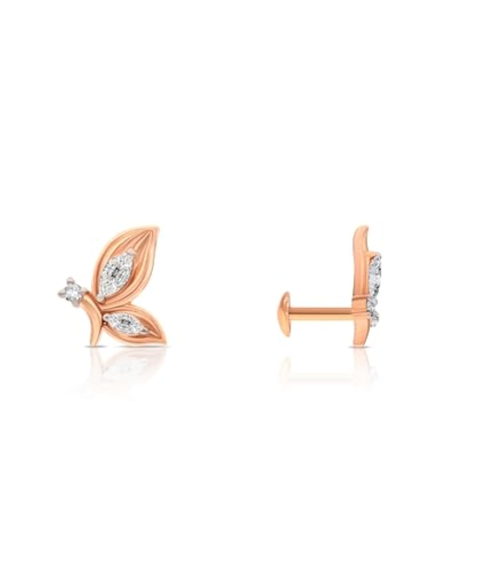 Women's 9K Rose Gold Whisper Wing Stud Earrings, Hallmark 375