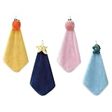 WESIEVYA 4 Stück Pack Korallenfleece Handtücher aus Weichem Material Schnelltrocknend und Platzsparend für Küche und Badezimmer mit Niedlichem Cartoon Design Zufälliger Zufälliger Stil