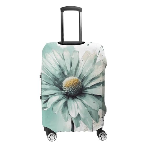Mint Green Watercolor Daisy Luggage Cover, Washable Elastic Suitcase Cover Protector Fit 18-32 Inch Luggage4
