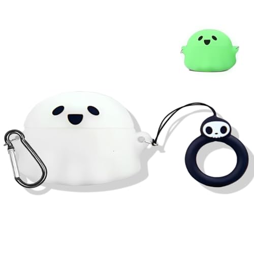MEIKAWAKI 保護ケース 対応? Bose Ultra Open Earbuds ケース かわいい 面白い 漫画 耐衝撃 シリコン ケース bose Ultra Open Earbuds用のケース カラビナ付き 傷防止 保護カバー (ホワイト夜光)
