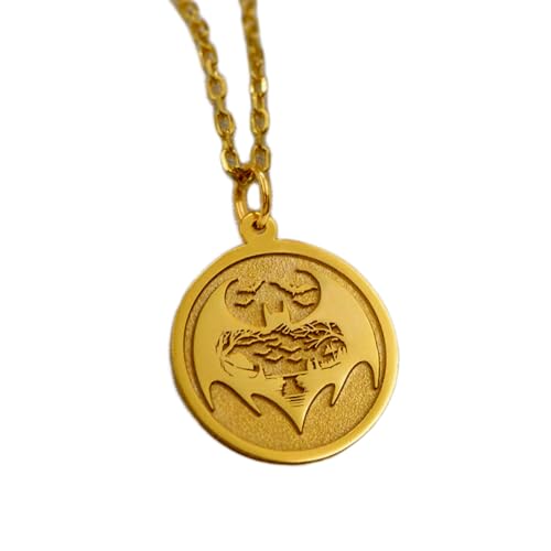 Collier chauve-souris gothique en argent plaqué or et sa chaîne de 45 cm