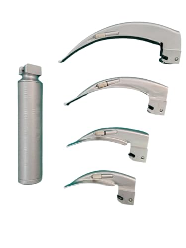 Image of Laryngoscope Set Adult Macintosh Type with Blade Size 1, 2, 3 & 4 and Extra Led Bulb /Lamp 4 pcs