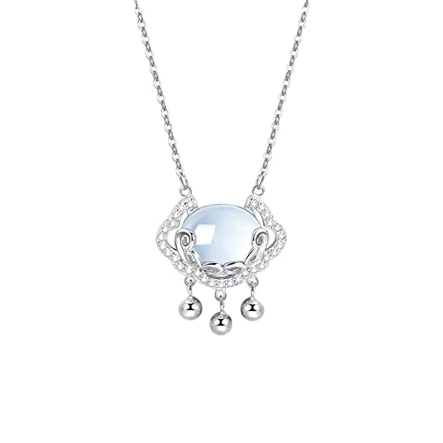 Collier Xiangyun Ruyi en argent 925 et calcédoine blanche pure