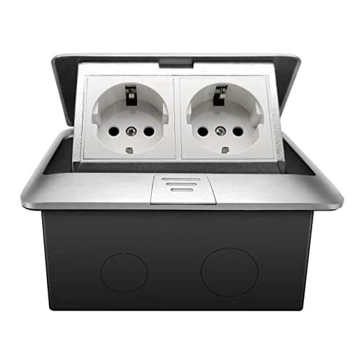 2 Fach Einbausteckdose Bodensteckdose, 2 Steckdosen, versenkbare Steckdose Fußbodensteckdose, für Boden Tisch Büro Arbeitsplatte Restaurant