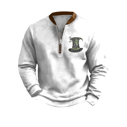 Mens St Patricks Day Shirt Long Sleeve Half Zip Sweatshirts 2025 Trendy Clover Shamrock Print Spring Tops
