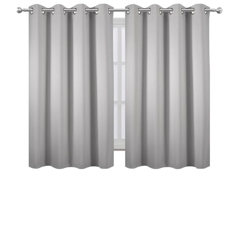 Image of LEMOMO Blackout Curtains 66 x 54 Inch Long Light Grey Curtains Set of 2 Panels Room Darkening Curtains for Bedroom and Living Room