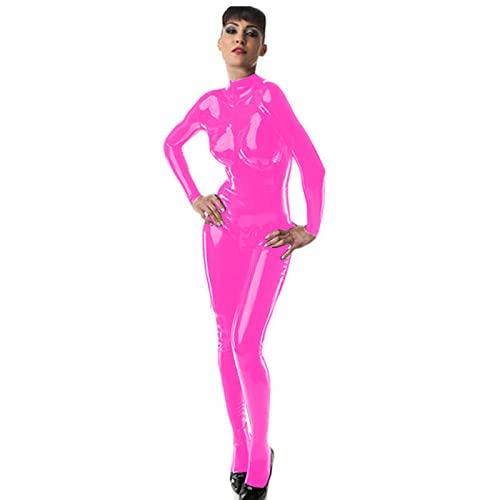 Sexy Hot Vrouwen PVC Betaalde Catsuit Coltrui Skinny Bodysuit Lange Mouw Jumpsuit Paaldansen Kostuums Plus Size Lingere - Afbeelding 7