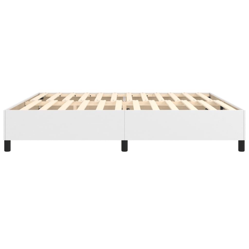 vidaXL Estructura de Cama con Somier, Somier de Matrimonio de Listones, Base de Cama Tapizada, Mueble para Dormitorio Hogar, Cuero Sintético Blanco 200x200 cm