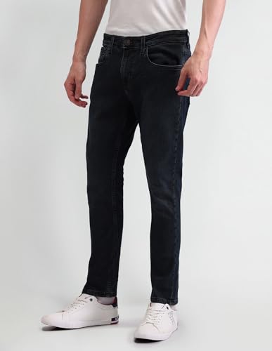 Image of US Polo Association Men's Blue Solid Mid Rise Light Button Slim Jeans (UDJEN1369 Blue 30)