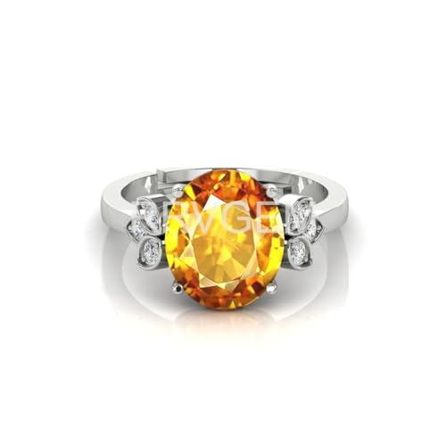 Bague Citrine 9,50 carats plaqué argent véritable fait main Sunela