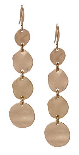 SPUNKYsoul Boho Round Minimalist 3 or 4 Statement Circle Disc Drop Dangle Earrings in Gold and Silver, Trendy Casual Everyday Chic Fashion Jewelry for Women, Gift Giving (Gold)