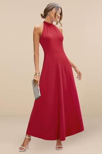Image of STYLEWORD Women's Summer Floral Halter Maxi Dress Vacation Semi Formal 2026