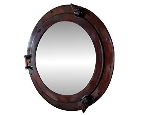 Nagina International Deluxe Class Antique Copper Porthole Mirror 20" - Antique Port Hole Mirror - Image 2