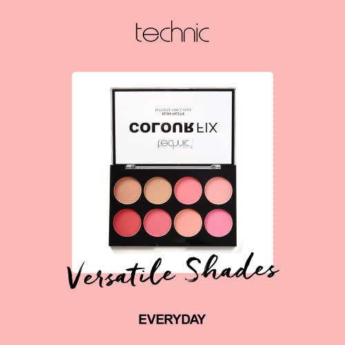 Technic Colour Fix Pressed Powder Blush Palette - 8 Blendable Matte Shades For A Long Lasting, Professional Finish #TOP3