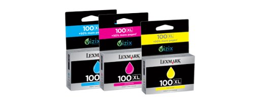 Lexmark 14N0684 (100XL) High-Yield Ink Cartridges, 3/Pk, C/M/Y - in Retail Packaging