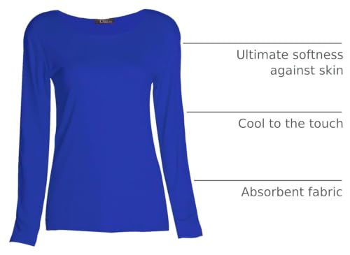 Image of Loxdonz Girls Plain Long Sleeve Scoop Neck T-Shirt Top Kids Basic Stretchy Top