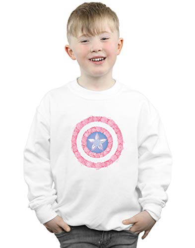 Marvel Boys Captain America Flowers Shield Sweatshirt White 5-6 Years