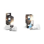Philips Hue NEW White Smart Light Bulb Lustre 2 Pack [E14 Small Edison Screw] with Bluetooth & White A60 Smart LED Light Bulb [E27 Edison Screw] for Home Indoor Lighting with Amazon Echo and Alexa