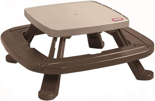 Image of Little Tikes Fold 'n Store Picnic Table with Market Umbrella, Brown (632433M)