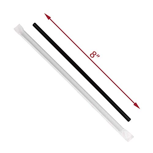 DuraHome Black Plastic Straws Individually Wrapped 1000 Pack - 8 inch Drinking Straw, BPA Free - Restaurant Style Disposable Straws, Bulk Set - Thumbnail 7