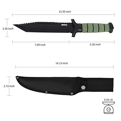 Dispatch Tactical Bowie Survival Hunting Rambo Bushcraft Knife with Protective Sheath Military Combat Fixed Blade, with Non-Slip Handle, for Camping, Hunting, and Adventure, 13" Closed - Thumbnail 6