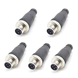 BOUUNCIY 5Pcs M12 4 Pin D Code Male Connector, Field Assembly Wireable Adapter 12mm IP67 Waterproof Straight Sensor Unshiled Industrial Circular Connector for Electric Bicycles PG7 Cable 250V 4A