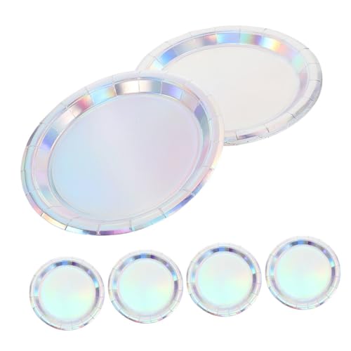 LEDMOMO 30個 ホログラフィック使い捨てペーパープレート 大径玉虫色パーティーデザート皿 誕生日結婚式ウェディング多用途パーティー用品