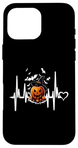 女性の男性のための面白いカボチャのハートビートハロウィーン スマホケース iPhone 16 Pro Max 用