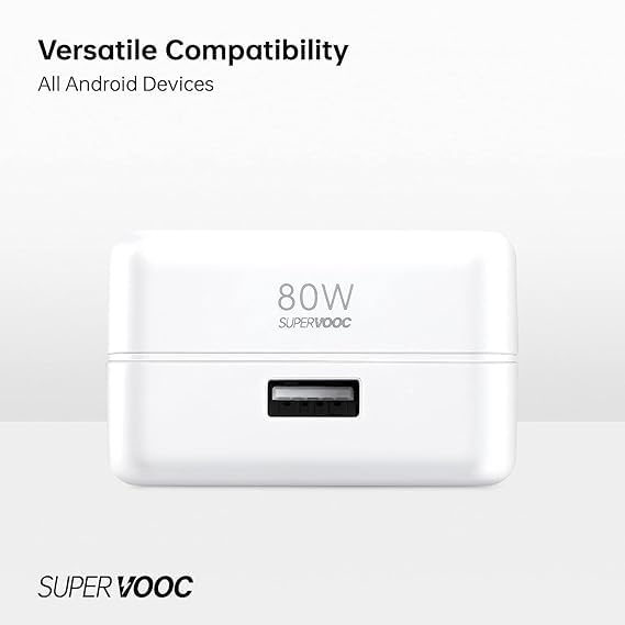 Image of Original 80W SuperVOOC Adapter for Reno 10 10 Pro A76 A77s A78 5G A57 A58 A77 A17 F17 Pro F21 Pro 5G F19 Pro F21s Pro 5G Reno 8 5G Original Adaptor (DEC130)