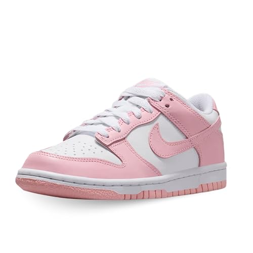 Nike Dunk Low Big Kids' Shoes (White/White/White/Medium Soft Pink) Size 7